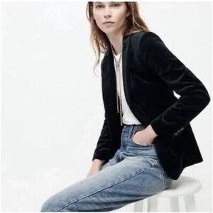 J.Crew PARKE Black Velvet‎ Smoking Blazer Jacket, size 0